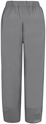 Široke pantalone za noge za žene pamučne pantalone za pamučne posteljine Visoke hlače dnevne dukseve jednostavne hlače sa džepom