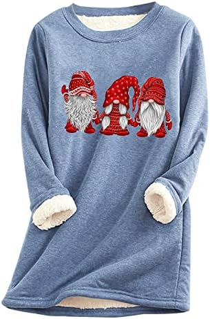 Ženska jesen i zimska božićna tiskana košulja tople dno labave top plus baršunaste šupljine pulover Junior