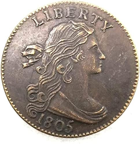 1805 Antikni besplatni replika Komemorativni kovanica Američki prigodan stari novčić Nepričulirana ludračica Nickel American Morgan Coin Zadovoljstvo zadovoljstva