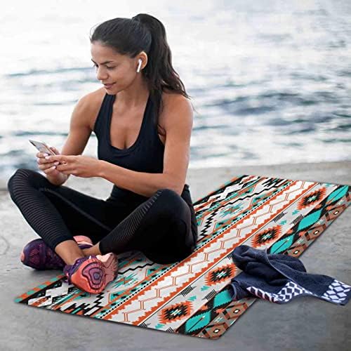Burbuja Aztec Navajo Bohomia Yoga Mat za kućni trening, ekološki sklopiva neklizajuća podloga za trening za podnu fitnes vježbu Pilates, 71x26 In