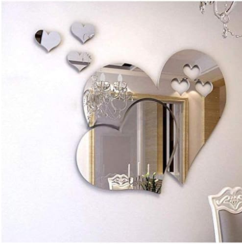 Aisoway 3D naljepnice za zid sa ogledalom uklonjive naljepnice u obliku srca umjetničke naljepnice Kućni dnevni boravak dekor potrepštine