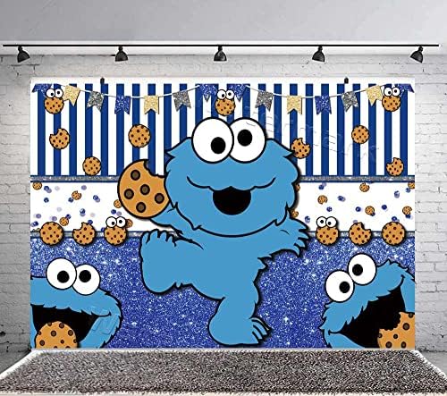 Cookiemonster Cookie Monster pozadina za Baby Shower Party rođendan Banner pamuk, djeca Rođendanska zabava torta desertni stol dekor