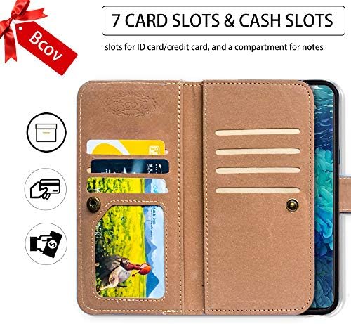 Bcov iPhone 12 Pro Max torbica za novčanik, Hummingbird crveno cvijeće kožna futrola za novčanik poklopac telefona sa držačem za kartice