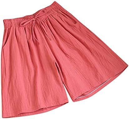 Žene ljetne pamučne kratke hlače za izradu elastične struke plaže Bermuda kratke hlače sa džepom casual labavim hlače za noge