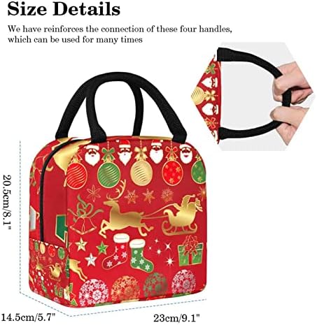 Crveni Božić grafički elementi Paint torba za ručak izolovana kutija za ručak torba za piknik na otvorenom Školska putna posuda za hranu Cooler Tote Torbe za muškarce i žene