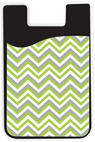 Striped Chevron - zeleni sivi dizajn - silikonska 3M ljepljiva kreditna kartica Novčanica za novčanik za iPhone / Galaxy Android telefone