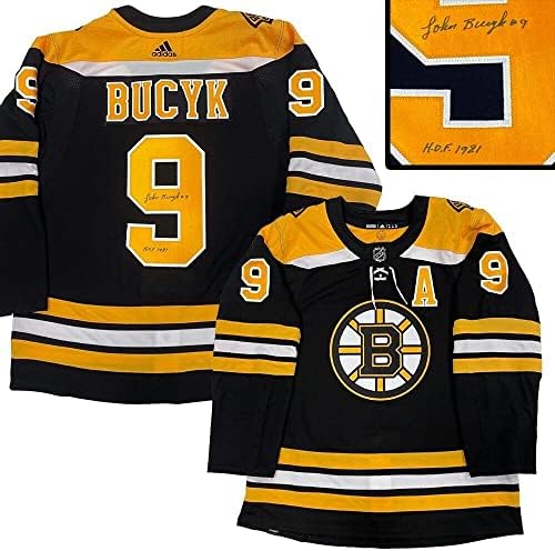 John Bucyk potpisao Boston Bruins Black Adidas Pro Jersey - HOF 1981 - AUTOGREMENT NHL dresovi