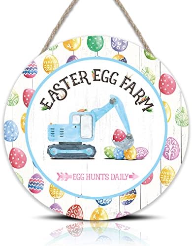 Toarti Happy Uskršnji drveni znak-30x30cm, Šareni uskršnji jaja drvena ploča, ulje uzgajalište drvenih znakova, jaje lov na bageri