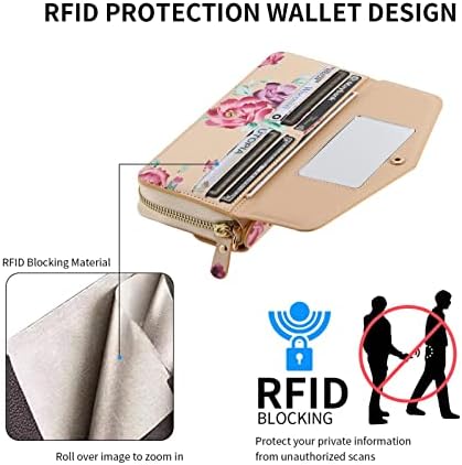 Mueng torbica za novčanik za iPhone 14/14 Plus / 14 Pro/14 Pro Max, multifunkcionalna torbica Premium novčanik sa patentnim zatvaračem