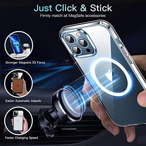 Casekoo Magnetic Clear iPhone 12 Pro Max Case [br.1 jaki magneti] [Nikad Žuta] [Zaštita od pada vojne ocjene] Kompatibilan je s magsafe