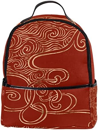 VBFOFBV ruksak za ženske pantalonske bakfa za laptop za žene Putovanje casual torba, vintage japanske crvene zlatne linije