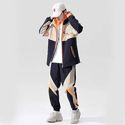 Ixyhpjp proljeće jesenji teretni kapuljač Sportska odjeća odijela muški patchwork casual labave jakne elastične struke hlače