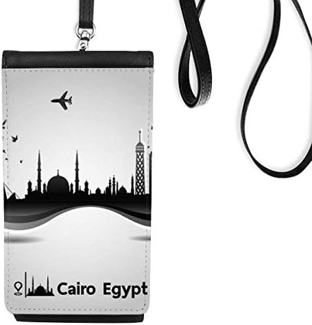 Egipat Morden City Airplane uzorak Telefon novčanik torbica Viseće mobilne torbice Crni džep