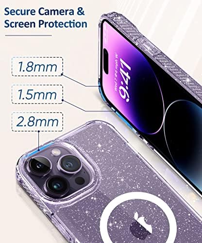 Miodik magnetsko sjaj za iPhone 14 Pro sa zaštitnikom zaslona + zaštitnik kamere, [kompatibilan sa magsafe] [ne-žutilo] Otporni na