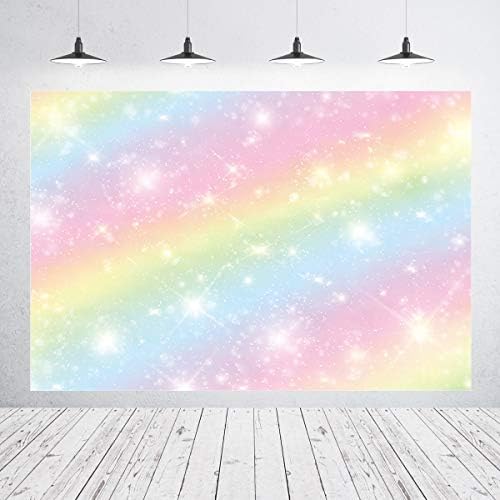 Glitter Rainbow akvarel pozadina djevojke pastelne šarene zvijezde ukrasi za rođendanske zabave princeze Bokeh Banner fotografija