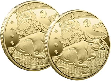KESYOO 2pcs 2021 Godina Ox Kovanice Kineske Nove godine Coins Feng Shui Coins Good Fortune Coins Dobar Lucky Horodijac Pokloni Suvenir