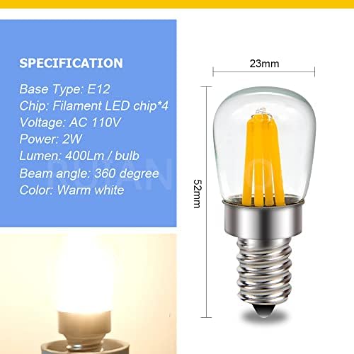 Ruiandsion E12 LED Sijalice AC 110V filament LED sijalice za sveće topla bela zamena za luster plafonska ventilatorska svetla