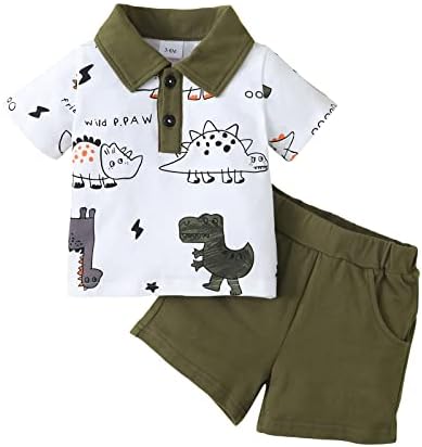 Damohony Toddler Baby Boy Dečko Slatki dinosaur Ispiši ljetne odjeće 2pcs Pamučna polo majica + kratke hlače za dječaka 3m-3T