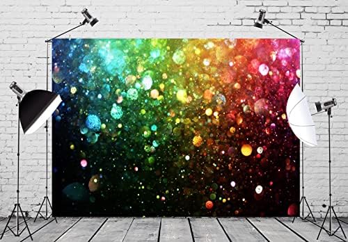 Loccor tkanina 10x8ft šarena svjetlucava Bokeh pozadina Rainbow šljokice Splatter fotografija pozadina Let's Glow Party Dekoracije