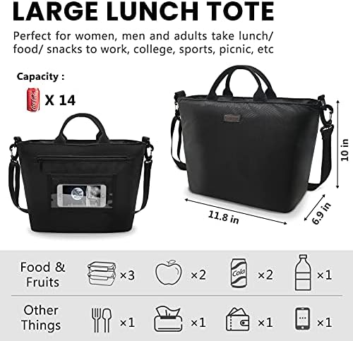 Gloppie velika torba za ručak za muškarce žene crna velika nepropusna torba za ručak hladnjak termo kutija za ručak izolirani kontejneri