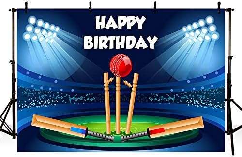 Mehofond Cricket sport rođendan pozadina reflektora Plava crna Sretan rođendan zabava Fotografija Pozadina bannera za torte Tabela