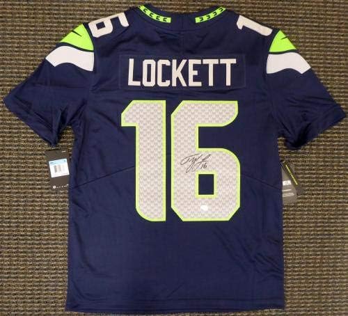 Seattle Seahawks Tyler Lockett autografirani Blue Nike Twill dres Veličina M MCS Holo Stock 159140 - AUTOGREMENT NFL dresovi
