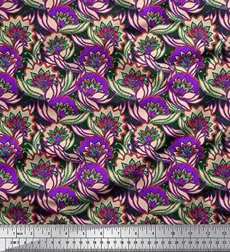 Soimoi zelena pamučna Jersey tkanina Paisley & Floral Artistic Print Fabric by Yard 58 inch Wide