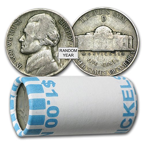 1942 PDS - 1945 američki, Jefferson WWII Rat Nikl, 35% srebrne 1 $ 1 Vrijednost na licu 20 kovanica 5C prosjek prodavača