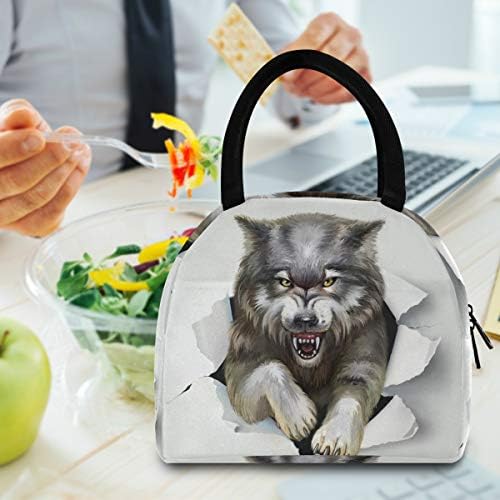 Izolovana torba za ručak za žene-Wolf Jumping out velike nepropusne kutije za ručak sa naramenicama za radne tinejdžere
