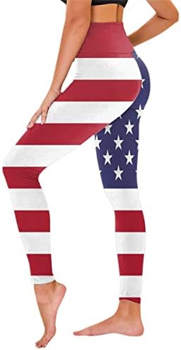 Žene Yoga Tajice Tummy Control USA Zastava Stripe Star Star Gambers Comfy Lagana atletska fitnes Sport Aktivne joge hlače
