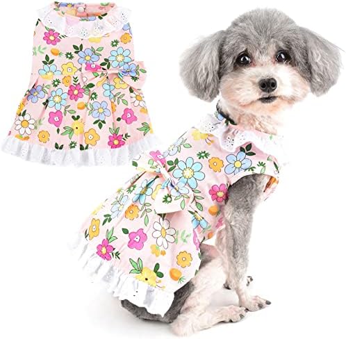 Zunea haljine za male pse djevojke ljetna cvjetna štene princeza haljina s bowknot cvijećem tiskane ženske kućne ljubimce slatka nacrta suknja meka prsluk odijelo ružičasto xl