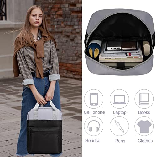 Raksak za prijenosnog računala za žene modni putni ruksak 15,6 inčni torba za laptop sa USB lukom medicinske sestre Vintage Daypacks za posao, crna i siva