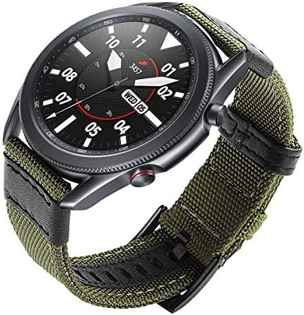Maxjoy Galaxy Watch 46mm / Galaxy Watch 3 45 mm opseg, prenoseći granični klasični najlonski opseg, 22 mm Zamjenski remen za brzo otpuštanje Veliko sportski ručni nosač kompatibilan Samsung Gear S3 pametni sat, zelena