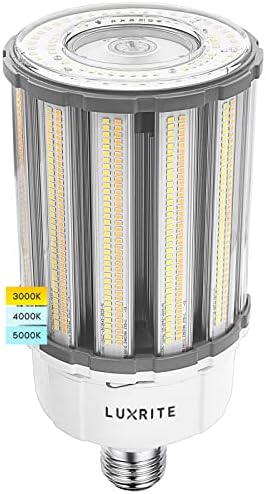 LUXRITE 80w/100w/120W LED žarulja za kukuruz, 400w HID ekvivalent, 3 CCT 3000K-5000k, do 17500 lumena, zatvorena učvršćenja, 100-277v, E39 Mogul Base - Street Light High Bay Indoor Outdoor