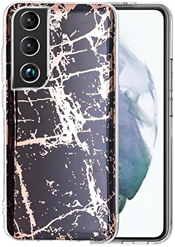 Mramorna futrola kompatibilna s Samsung Galaxy S22, luksuzni luster obojen mramorni dizajn Slim udarci protiv jeseni mekani TPU branik s udarnim pogotkom za galaxy s22-crno zlato