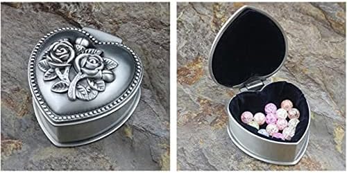 GSDNV mala veličina Retro metalna kutija za nakit Vintage cvijet rezbareni dekor sitnice na narukvicu privjesak Privjesak Skladištenje