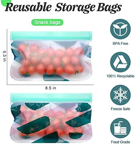 9-pakirajte torbe za višekratnu upotrebu za djecu, nepropusne torbe za zamrzivač za višekratnu upotrebu, torbe za višekratnu upotrebu silikon za organizaciju putovanja/kuće, torbe za višekratnu upotrebu hrane bez BPA