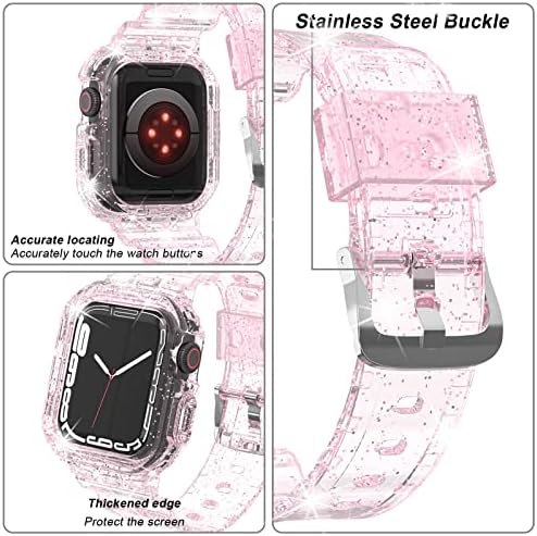 Kakurookie 2 Pack kompatibilan sa Apple Watch Band s futrolom, udarnim rubnim pojasom za iwatch serije ultra / 8 / SE2 / 7/6 / SE / 5/4 / 3/2 / 1 49mm / 45mm / 44mm / 40mm / 41mm / 40mm / 38 mm, kristalno čist žele zaštitni slučaj
