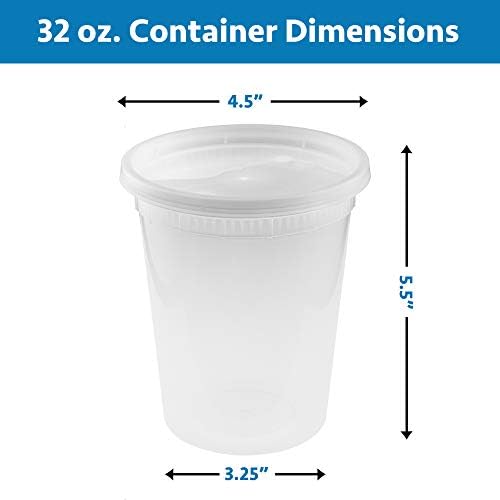 Čisti delikatesni kontejneri od 32 unce sa poklopcima | Slaganje, Set kontejnera za skladištenje hrane bez BPA / nepropusni kontejner za uštedu prostora koji se može reciklirati za čuvanje kuhinje, pripremu obroka, iznošenje / 30 pakovanja