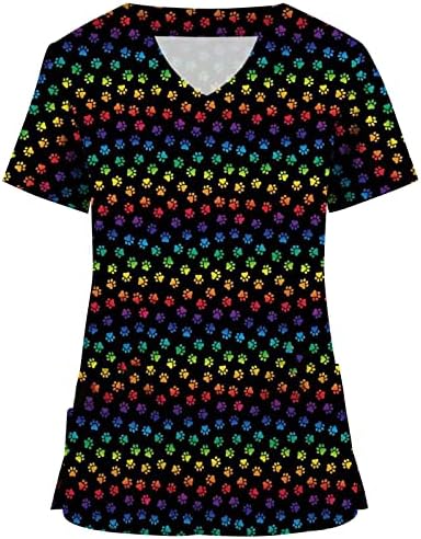 Top Tshirt za žene jesen ljeto kratki rukav duboki V vrat grafički cvjetni radni piling uniforma Tie Dye Top MQ MQ