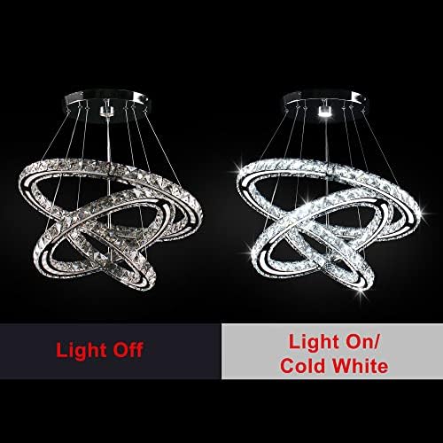 CXGLEAMING LED lusteri moderna plafonska lampa 3 prstena Podesiva Kristalna Privjesna lampa plafonska viseća za dnevni boravak trpezarija