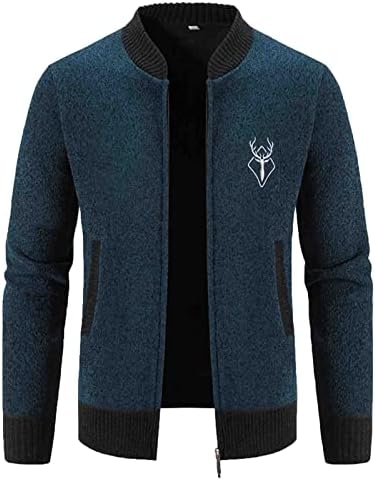 Beuu muške džemper kardigan jakne, 2022 jesen zimski patentni patentni patentni paketni patchwork COLLSLEX casual vanjski odjeća