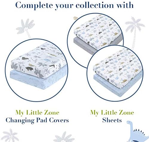 Moja mala zona Dinosaur Dječji krevetić ugrađeni listovi - pamučni kreveti za djecu za dječake i djevojke - neutralne, 2 pakovanja