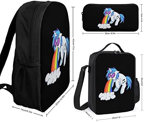 Rainbow povraćanje Jednorog trodijelna kombinacija kombinirana putni ruksak s izoliranim torbom za ručak prijenosna futrola za olovku
