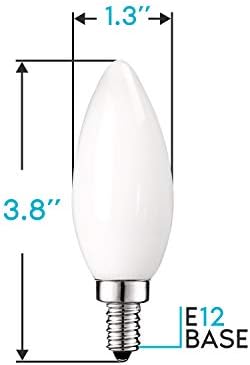 Luxrite LED luster sijalice, E12 LED sijalica sa mogućnošću zatamnjivanja, 60 Watt ekvivalent, 2700k topla bijela, mat LED kandelabra sijalica, Torpedo Tip stakla, 450 lumena, ul lista