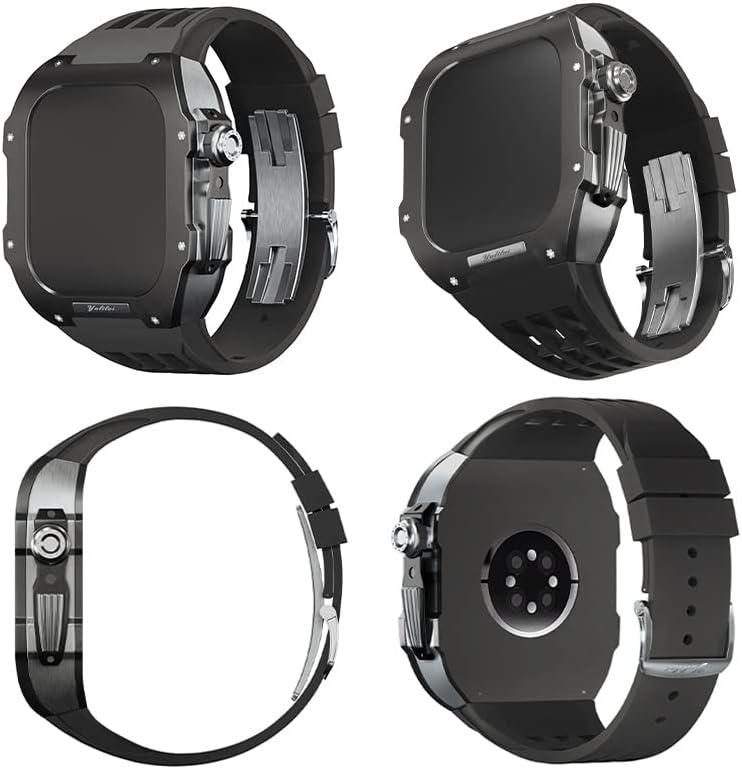 Trdybsk gumeni trak titanijumske maske za Apple Watch 6/5/4 / SE Apple mod satovi zamjena za zamjenu titanijum luksuzni slučaj kompatibilan sa IWATCH serije 44mm sa alatom
