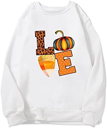 Ruziyoog ženske dukseve za vrat za vrat Halloween pismo Print grafičke majice labavi pulover dugih rukava sa Smiješnom izrekom