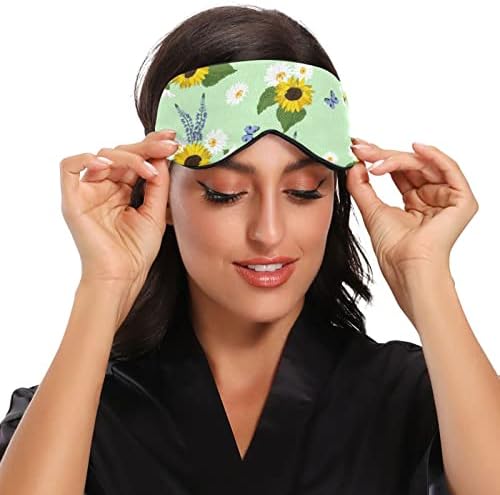Suncokret cvjetni aqua prozračan za spavanje maska ​​za spavanje, hladno osjećati poklopac za spavanje očiju za ljetni odmor, elastično oblikovano povez za žene i muškarce putovanje
