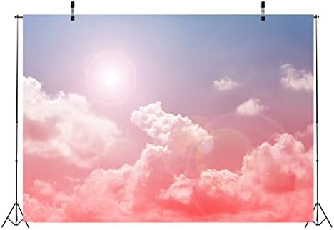 CORFOTO Fabric 6x4ft Sky Backdrop Theme Photography Light Blue Pink Clouds Spring Sunny Sky sa bijelim oblacima Photo Background za