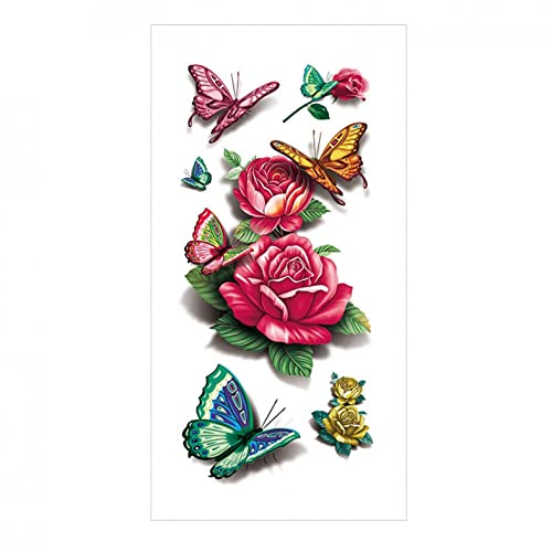 Zitiany Cvijeće Privremene naljepnice za tetovaže, ruže, leptiri i višebojni tjelesni stil tijela umjetnina privremene tetovaže za